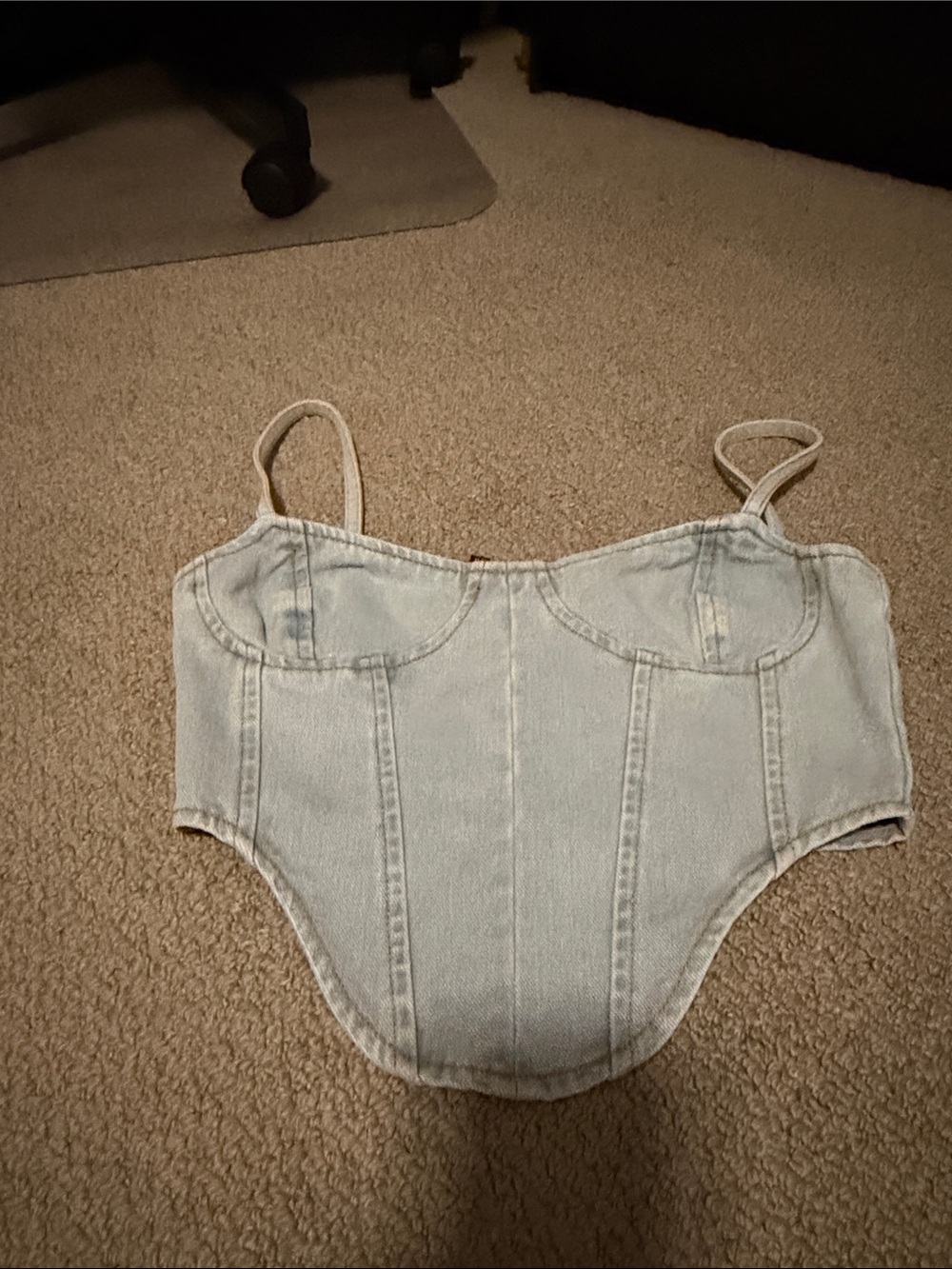PrettyLittleThing Light Blue Denim Corset Crop Top